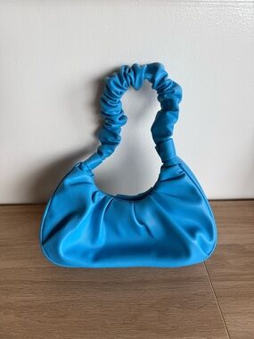Blue Ruched Handle Shoulder Bag